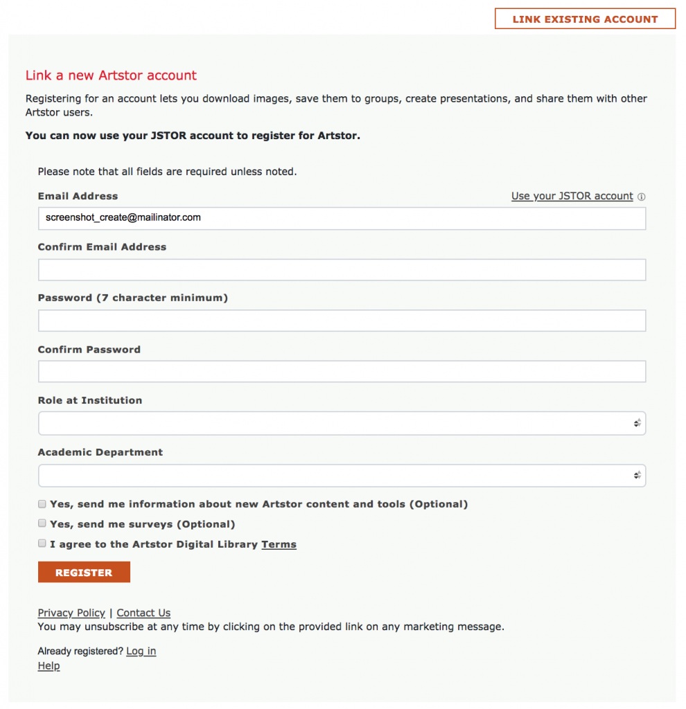 Account Registration for Linking